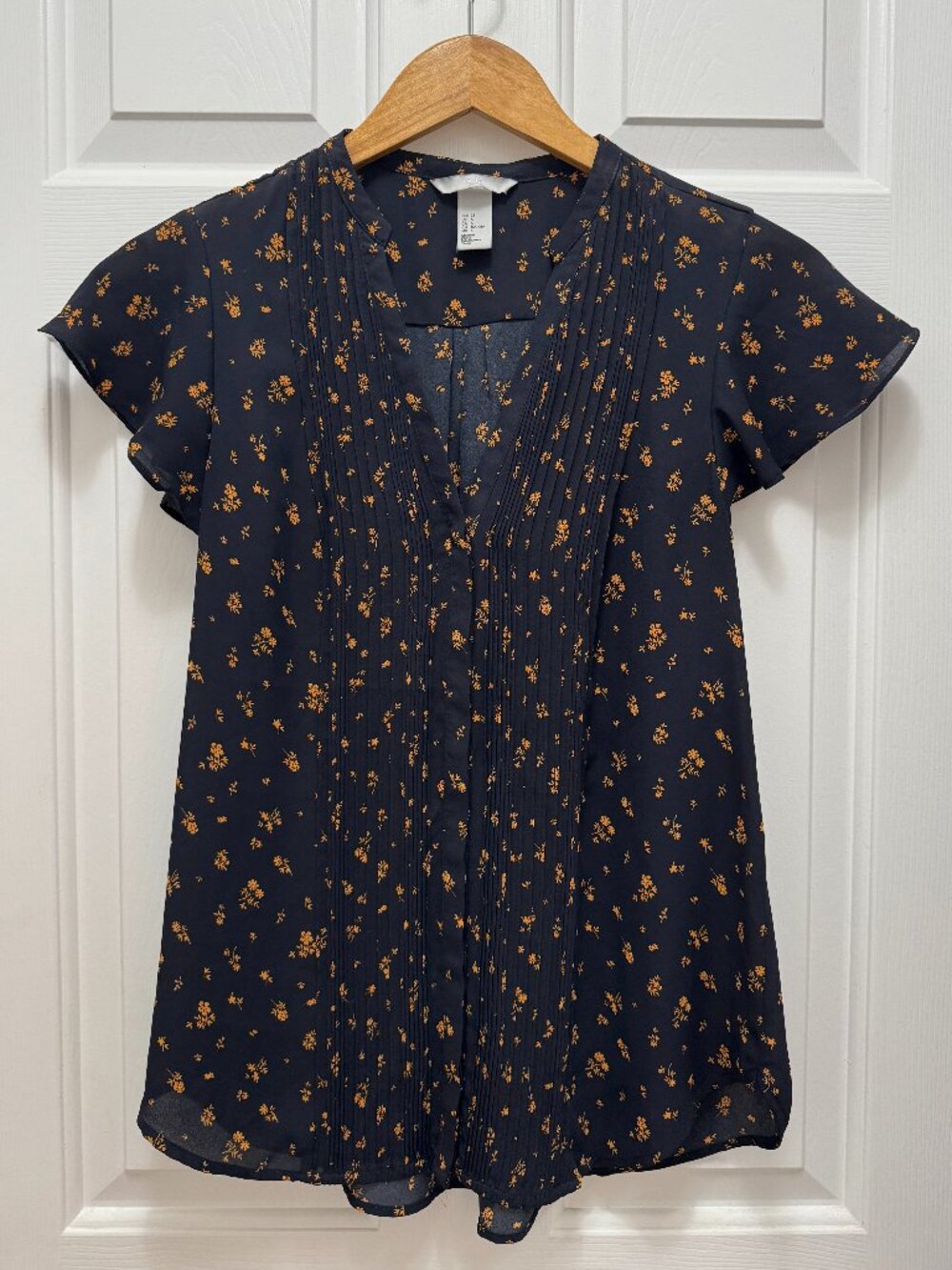H&M Black Pleated Top